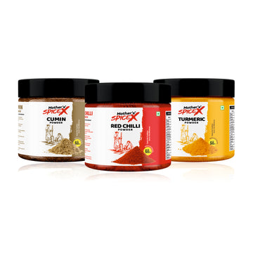 Starter Spice Kit (3-in-1 Combo) | 50g – Mini Trial Pack | Turmeric, Red Chilli & Cumin Powder