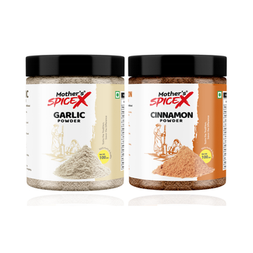 Mother’s Spicex Garlic & Cinnamon Power Duo – Bold Flavour Meets Sweet Warmth | Pure Indian Spices 100gm each